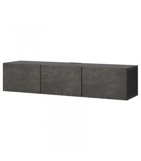 میز تلویزیون دیواری سه درب ایکیا مدل BESTA Kallviken بدنه قهوه ای تیره درب ملامینه طرح بتن عرض 180 سانتیمتر