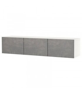 میز تلویزیون دیواری سه درب ایکیا مدل BESTA Kallviken بدنه سفید درب ملامینه طرح سنگ عرض 180 سانتیمتر