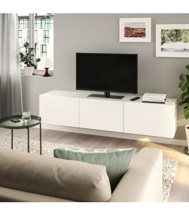 میز تلویزیون دیواری سه درب ایکیا مدل BESTA Lappviken سفید عرض 180 سانتیمتر