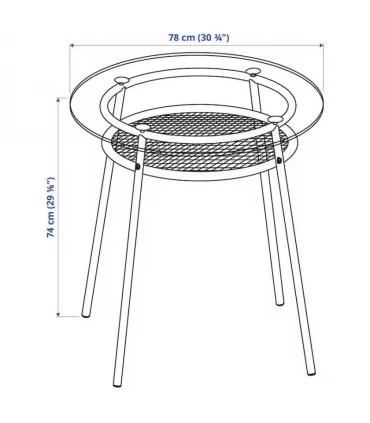 میز ناهارخوری چهار نفره گرد ایکیا مدل ALLSTA فلزی با رویه شیشه