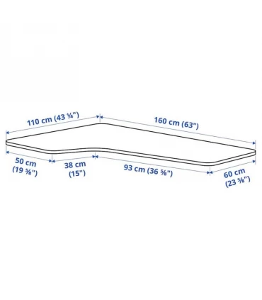 صفحه میز ال چپ ایکیا مدل BEKANT رنگ مشکی ابعاد 110×160 سانتیمتر