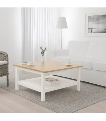 میز جلو مبلی چوبی ایکیا مدل HEMNES رنگ بدنه سفید صفحه خودرنگ