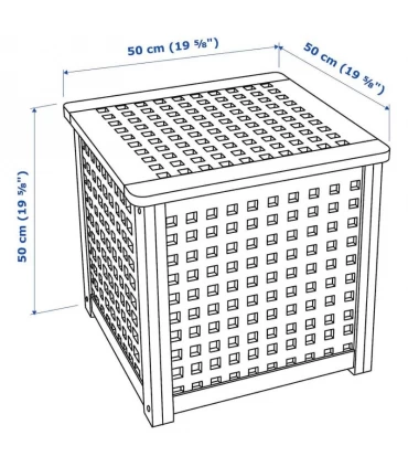 میز کناری تمام چوبی ایکیا مدل HOL دارای فضای ذخیره سازی 50×50 سانتیمتر