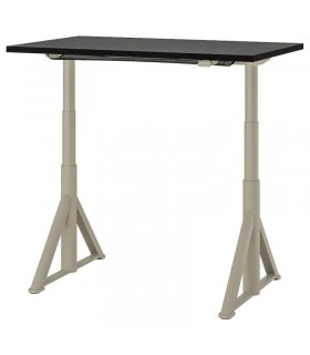 میز اداری قابل تنظیم برقی ایکیا مدل IDASEN طول 120 سانتیمتر رنگ پایه بژ صفحه مشکی