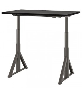 میز اداری قابل تنظیم برقی ایکیا مدل IDASEN طول 120 سانتیمتر رنگ پایه خاکستری تیره صفحه مشکی