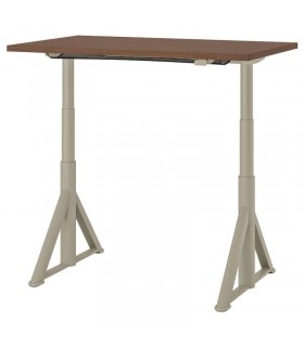 میز اداری قابل تنظیم برقی ایکیا مدل IDASEN طول 120 سانتیمتر رنگ پایه بژ صفحه قهوه ای