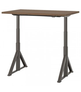 میز اداری قابل تنظیم برقی ایکیا مدل IDASEN طول 120 سانتیمتر رنگ پایه خاکستری تیره صفحه قهوه ای