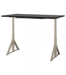 میز اداری قابل تنظیم برقی ایکیا مدل IDASEN طول 160 سانتیمتر رنگ پایه بژ صفحه مشکی