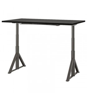 میز اداری قابل تنظیم برقی ایکیا مدل IDASEN طول 160 سانتیمتر رنگ پایه خاکستری تیره صفحه مشکی