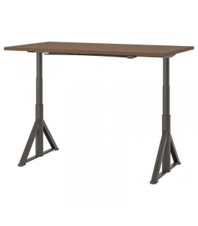 میز اداری قابل تنظیم برقی ایکیا مدل IDASEN طول 160 سانتیمتر رنگ پایه خاکستری تیره صفحه قهوه ای