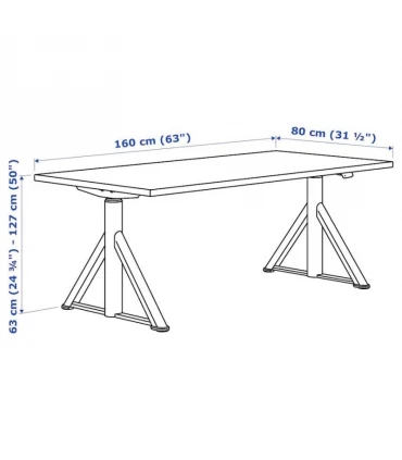 میز اداری قابل تنظیم برقی ایکیا مدل IDASEN طول 160 سانتیمتر رنگ پایه خاکستری تیره صفحه قهوه ای