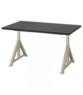 میز اداری قابل تنظیم ایکیا مدل IDASEN طول 120 سانتیمتر رنگ پایه بژ صفحه مشکی