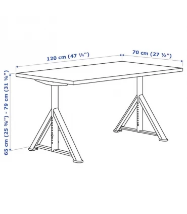 میز اداری قابل تنظیم ایکیا مدل IDASEN طول 120 سانتیمتر رنگ پایه خاکستری تیره صفحه مشکی