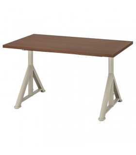 میز اداری قابل تنظیم ایکیا مدل IDASEN طول 120 سانتیمتر رنگ پایه بژ صفحه قهوه ای