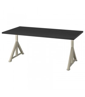 میز اداری قابل تنظیم ایکیا مدل IDASEN طول 160 سانتیمتر رنگ پایه بژ صفحه مشکی