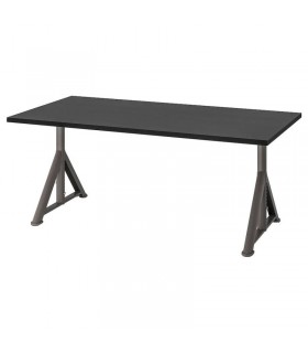 میز اداری قابل تنظیم ایکیا مدل IDASEN طول 160 سانتیمتر رنگ پایه خاکستری تیره صفحه مشکی