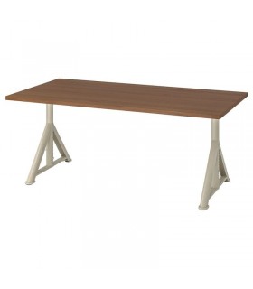 میز اداری قابل تنظیم ایکیا مدل IDASEN طول 160 سانتیمتر رنگ پایه بژ صفحه قهوه ای