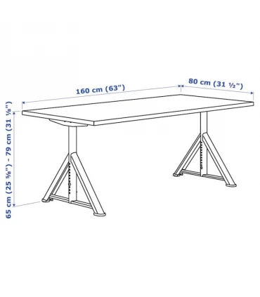 میز اداری قابل تنظیم ایکیا مدل IDASEN طول 160 سانتیمتر رنگ پایه بژ صفحه قهوه ای