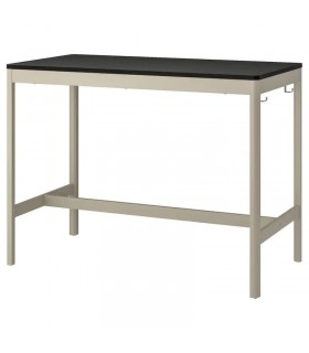 میز کار/جلسه ایکیا مدل IDASEN رنگ پایه بژ صفحه مشکی ارتفاع بلند 105 سانتیمتر