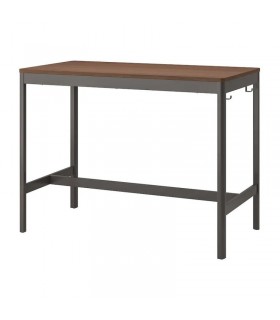 میز کار/جلسه ایکیا مدل IDASEN رنگ خاکستری تیره بژ صفحه قهوه ای ارتفاع بلند 105 سانتیمتر