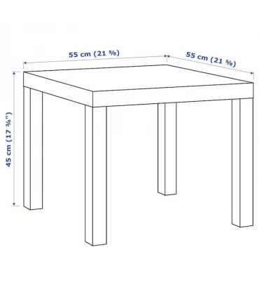 میز جلو مبلی مربعی ایکیا مدل LACK رنگ بدنه سفید صفحه سبز اندازه 55×55 سانتیمتر