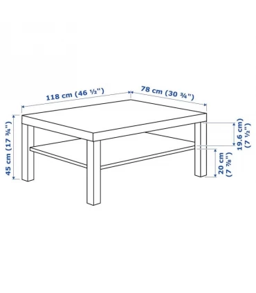 میز جلو مبلی مستطیلی ایکیا مدل LACK رنگ بلوطی ابعاد 78×118 سانتیمتر