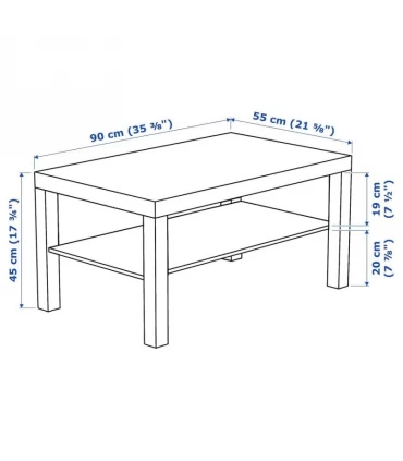 میز جلو مبلی مستطیلی ایکیا مدل LACK رنگ بلوطی ابعاد 55×90 سانتیمتر