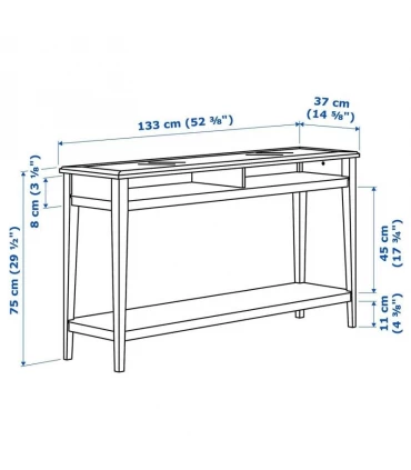 میز کنسول ایکیا مدل LIATORP رویه شیشه ای رنگ سفید