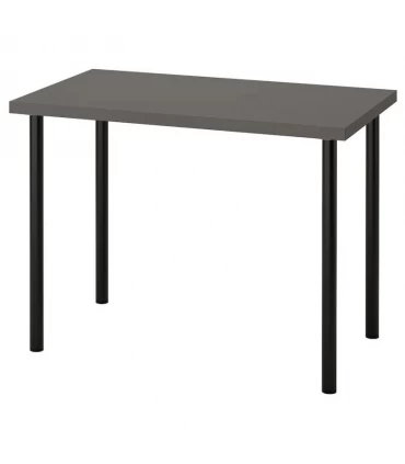 میز اداری ساده ایکیا مدل LINNMON / ADILS رنگ پایه مشکی صفحه خاکستری تیره 60×100 سانتیمتر