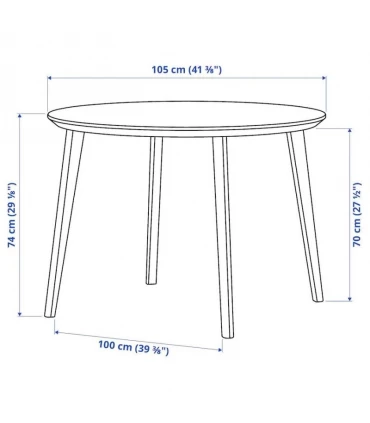 میز ناهار خوری چوبی گرد ایکیا مدل LISABO چهار نفره رنگ خودرنگ