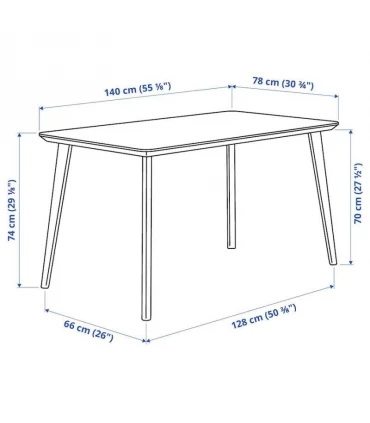 میز ناهار خوری چوبی مستطیلی ایکیا مدل LISABO چهار نفره رنگ خودرنگ