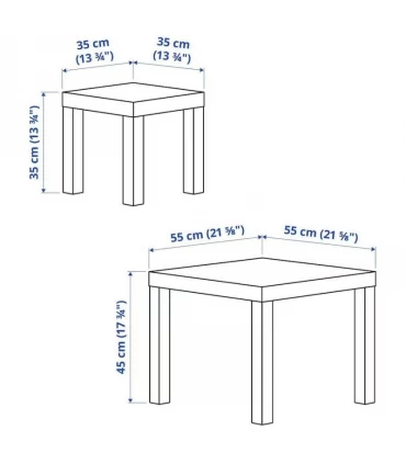 ست 2 عددی میز جلو مبلی مربعی ایکیا مدل LACK رنگ مشکی سفید