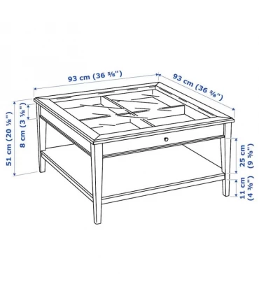 میز جلو مبلی مربعی ایکیا مدل LIATORP رویه شیشه ای رنگ خاکستری