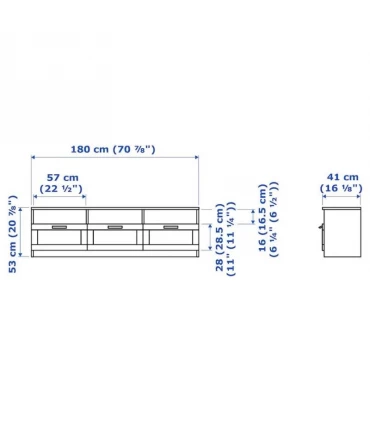 میز تلویزیون ایکیا مدل BRIMNES رنگ سفید طول 180 سانت
