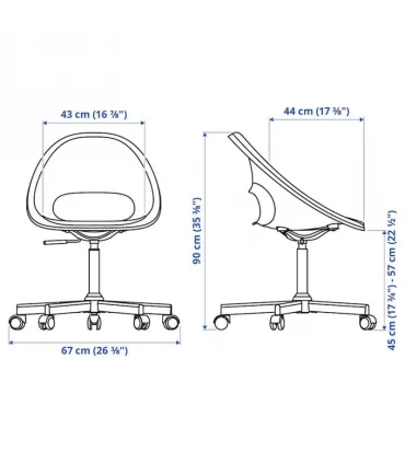 صندلی چرخدار ایکیا مدل LOBERGET / MALSKAR نشیمن سفید پایه مشکی