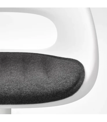 صندلی چرخدار ایکیا مدل LOBERGET / MALSKAR رنگ سفید به همراه پد نشیمن خاکستری تیره