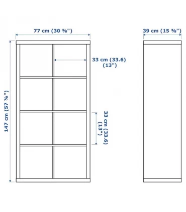 کتابخانه هشت خانه ایکیا مدل KALLAX رنگ سفید اندازه 147×77 سانتیمتر