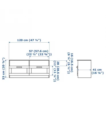میز تلویزیون ایکیا مدل BRIMNES طول 120 سانتیمتر رنگ سفید