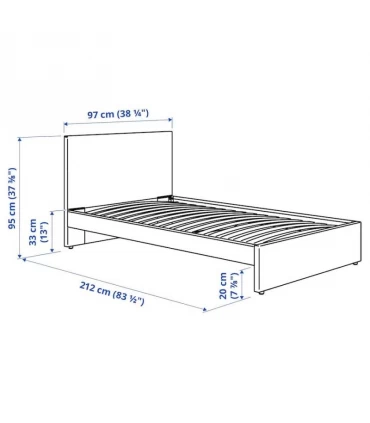 تختخواب یک نفره ایکیا مدل GLADSTAD عرض 90 سانتیمتر