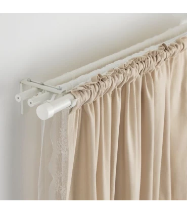 ست چوب پرده سه تایی ایکیا مدل RACKA / HUGAD ابعاد 120 تا 210 سانتیمتر رنگ سفید