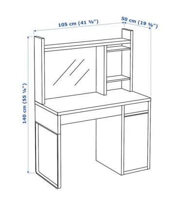 میز تحریر کتابخانه دار ایکیا مدل MICKE اندازه 50×105 سانتیمتر رنگ سفید