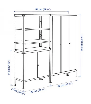 مجموعه قفسه بهمراه 2 عدد کابینت ایکیا مدل KOLBJORN اندازه 161×37×171 سانتیمتر رنگ بژ