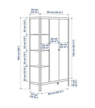 کابینت فلزی سه درب ایکیا مدل KOLBJORN اندازه 161×90 سانتیمتر رنگ بژ