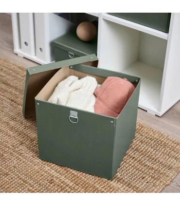 باکس ذخیره سازی درب دار ایکیا مدل NIMM اندازه 30×30×32 سانتیمتر رنگ سبز