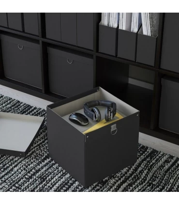 باکس ذخیره سازی درب دار ایکیا مدل NIMM اندازه 30×30×32 سانتیمتر رنگ مشکی