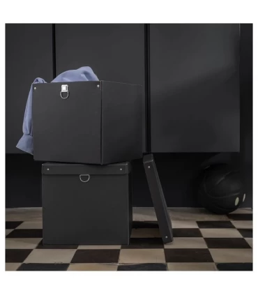 باکس ذخیره سازی درب دار ایکیا مدل NIMM اندازه 30×30×32 سانتیمتر رنگ مشکی