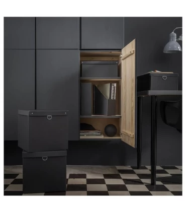 باکس ذخیره سازی درب دار ایکیا مدل NIMM اندازه 30×30×32 سانتیمتر رنگ مشکی