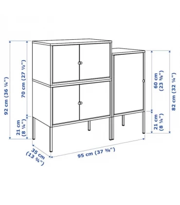 مجموعه 2 عددی کمد ایکیا مدل LIXHULT ابعاد 92×35×95 سانتیمتر رنگ خاکستری/ذغالی