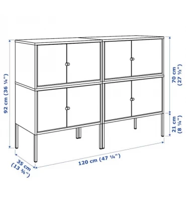 مجموعه 4 عددی کمد ایکیا مدل LIXHULT ابعاد 92×35×120 سانتیمتر رنگ خاکستری