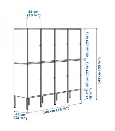 کمد فلزی بزرگ ایکیا مدل LIXHULT ابعاد 142×35×140 سانتیمتر رنگ ذغالی